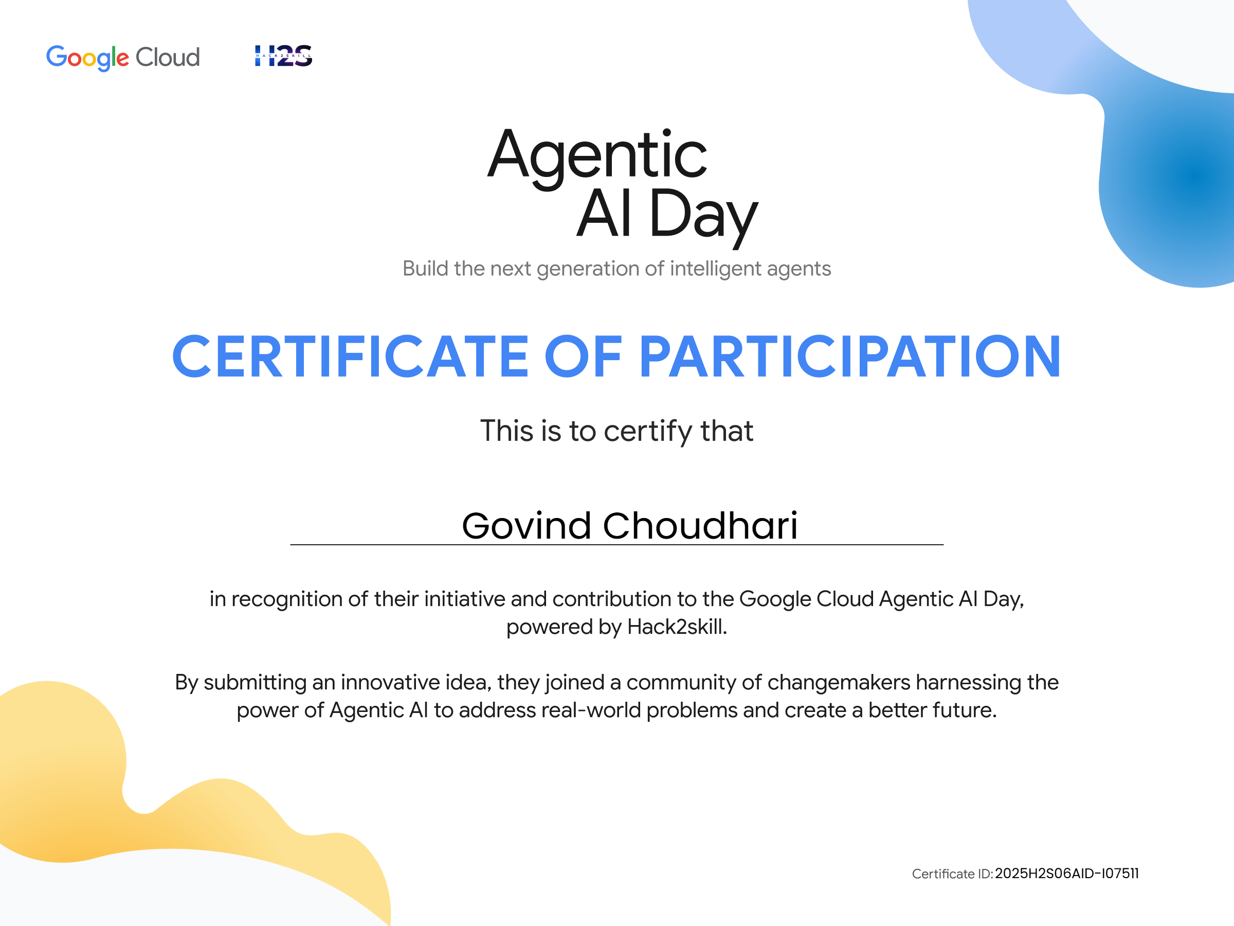 Agentic AI Day Certificate